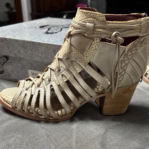 Freebird by Steven Wazee Beige Heeled Booties - Picture 3 of 9